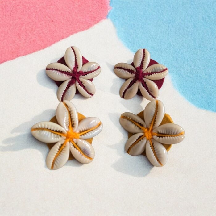 Cowrie Shell Flower Earrings - Image 3